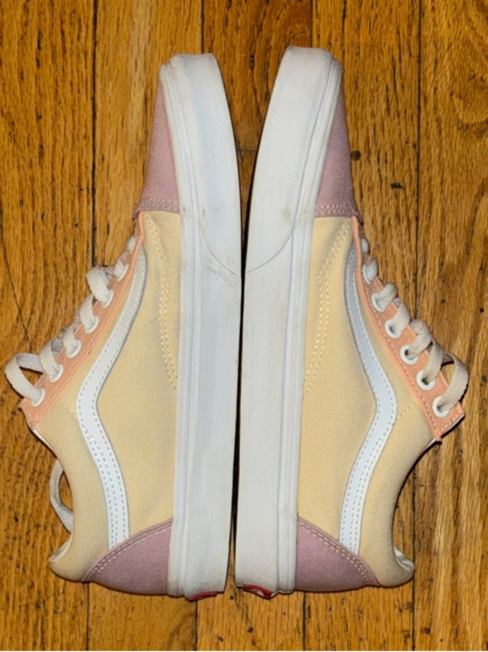 Vans Old Skool Pastel Colorblock Suede Low Top Sneakers - Pink & Beige - W8/M6.5